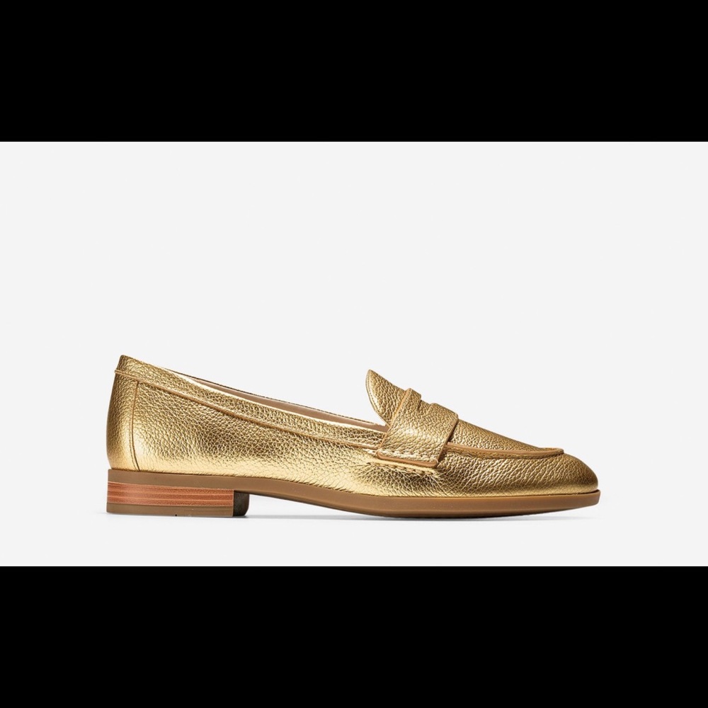 Cole Haan Gold metallic penny loafers BNWT